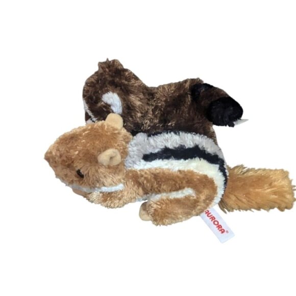 Aurora Chipmunk & Raccoon Plush Toy Set 8" Stuffed Animals - Picture 7 of 8